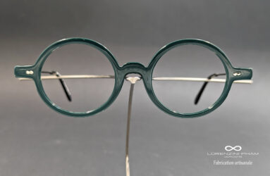 Monture artisanale forme ronde verte foncé en acétate