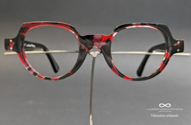 Monture artisanale écaille rouge noir en acétate