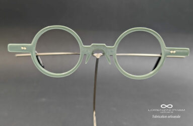 Monture artisanale ronde vert gris souris en acétate